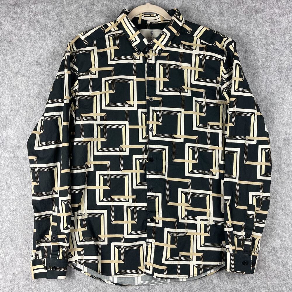 Father Sons Shirt Mens XL Stretch Slim Fit Geometric Button Down Long Sleeve